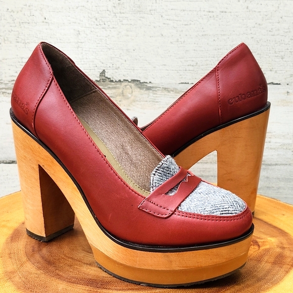 Cubanas Shoes - NWOT ANTHROPOLOGIE CUBANAS LEATHER/TEXTILE PLATFORM HEELS